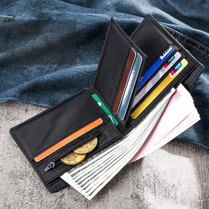 Universal canvas wallet, short men's bifold wallet, multiple card slots, cash clip, ultra-thin simple design wallet 6