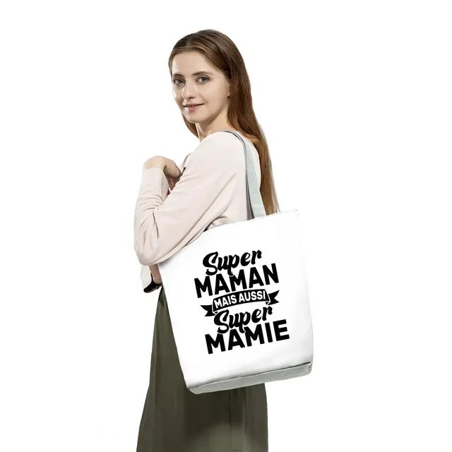Cute Cartoon Super Mama Print Tote Bags Reusable Shoulder Bags Gift Mom and  Baby Folding Women Casual Handbags Lady Fabric Totes - AliExpress