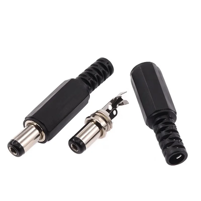 Bulk DC Power Plug Connectors - Solder Type Adapters, 5.5mmx2.5mm, Male Jack