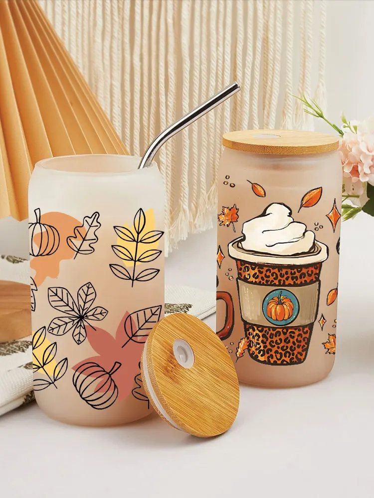 DTF Transfer Sticker Autumn Theme for 16oz Libbey Glasses