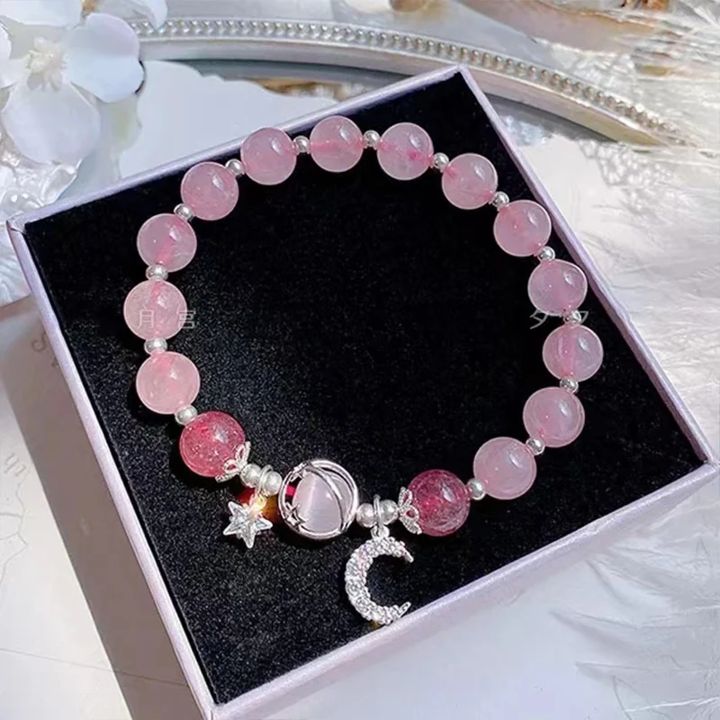 Multicolor Opal Stone Bracelet Women Girls Shiny Crystal Bracelets Moon Star Charm Bracelet Bule Pink Purple Jewelry crystal bracelets