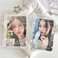 1pcs Cute Star Glitter Kpop Card Sleeves Holder 3 Inch Storage Holder Card Films Game Cards Protector Keychain Gift 1