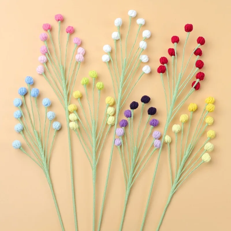 1pc Handmade Flower Arrangement Bouquet Crocheted Imitation Living&Study Room Decora Bouquet Finished Flower Accessories