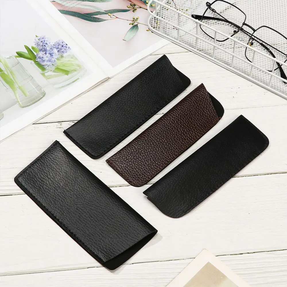 1Pcs Soft Leather Reading Glasses Bag Case Waterproof Solid Sun Glasses Pouch Simple Eyewear Storage Bags Eyewear Accessories