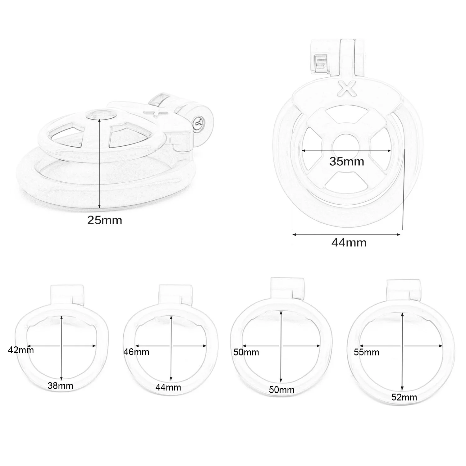 Flat Male Chastity Cage Mini Lightweight Cock Cage TS Penis Bondage Device Erotic Urethral Lock Sex Toy for Men 4 Curve Rings