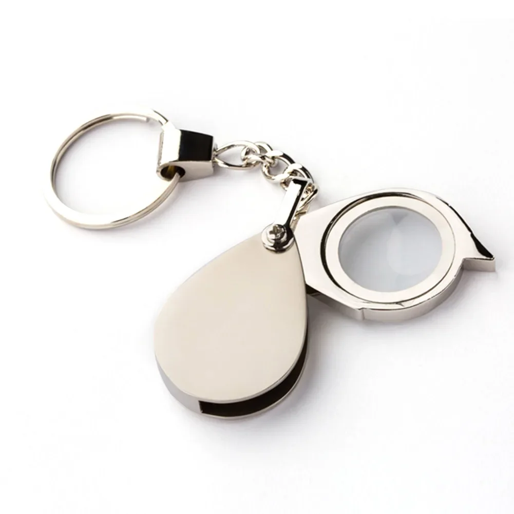 Portable 10/15X Folding Key Ring Mini Magnifier Key Chain Magnifying Durable Glass Loupe Pocket Tool Holiday Gift