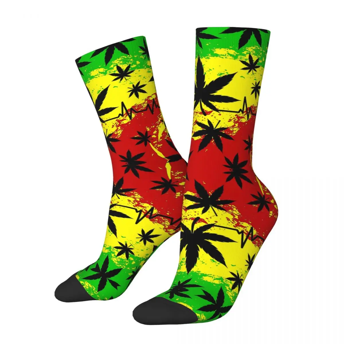 

Reggae Rasta Jamaican Cannabis Leaf Plant Marijuana Weed Kawaii Socks Gym Cartoon Pattern Socks
