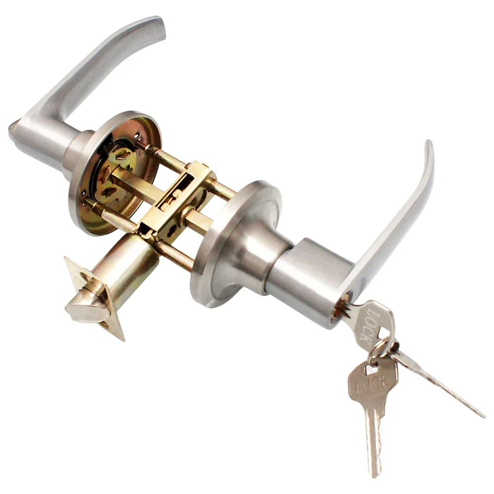 Door Lever Lock Stainless Steel Entrance Door Handles Interior Lever Lock Knob Replacement for Bedroom Front