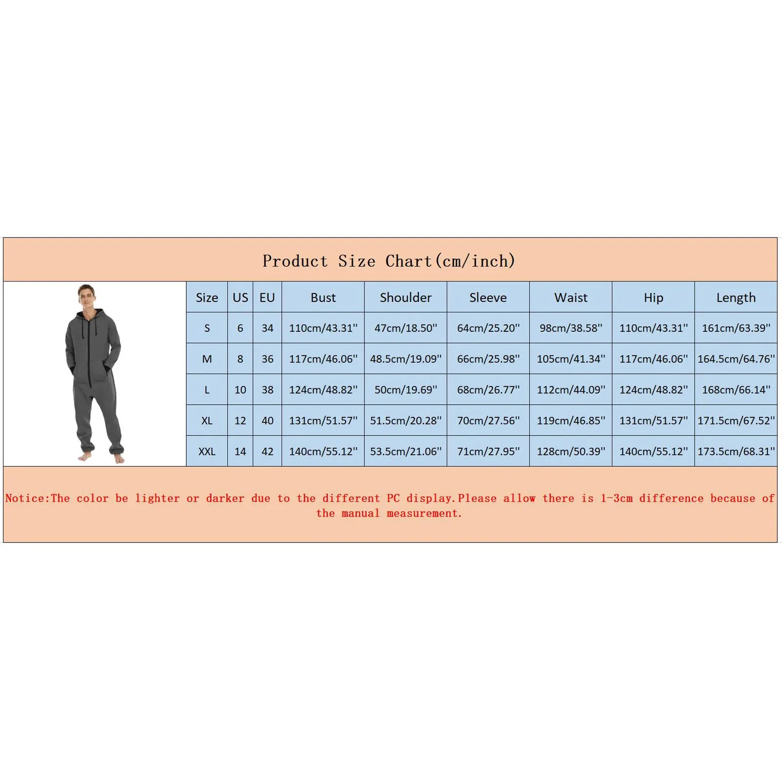 Men'S Solid Color Onesie Pijama Overseize Zipper V Neck Long Sleeve Hoodie Sleepwear Rompers Adult Warm Comfortable Homewear