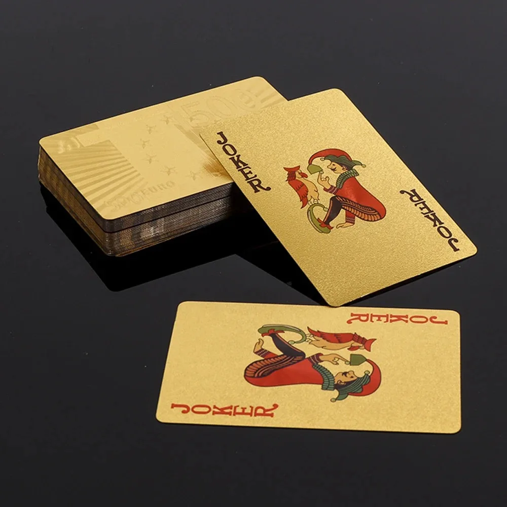Plastic Playing Cards New Gold Currency Pattern Golden Waterproof PET/PVC Poker Dollars EUR JPY GBP Gold Foil Poker Card Europe