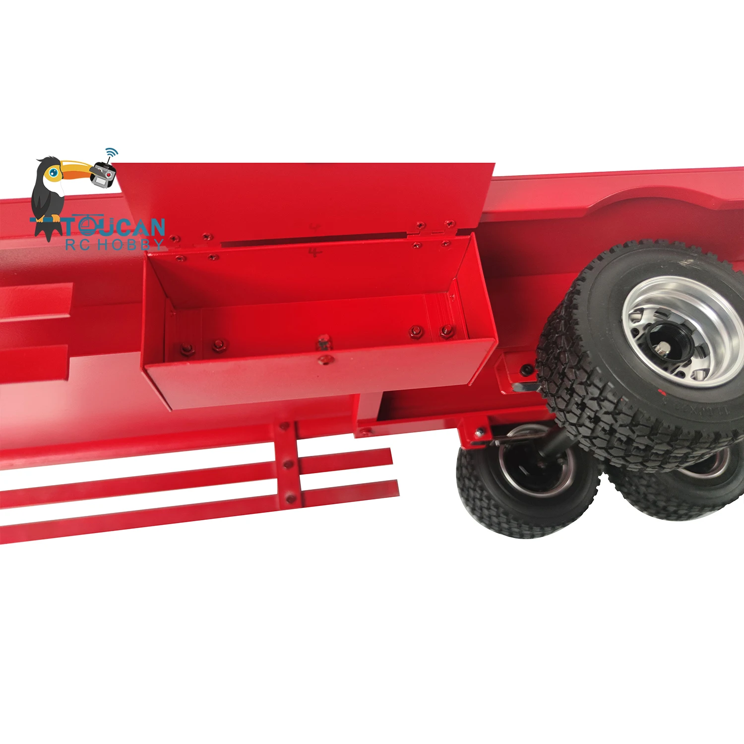 Metal 3Axle RC Trailer CNC Heavy Assembled Model for 1/14 Tamiyaya RC Tractor Truck Electric Wireless Military Vehicle TH19954 6