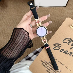 Elegant Diamond - Studded Silicone Metal Strap, Universal Fit 18/20mm - Lightweight & Fashionable - Universal 20mm (Black)