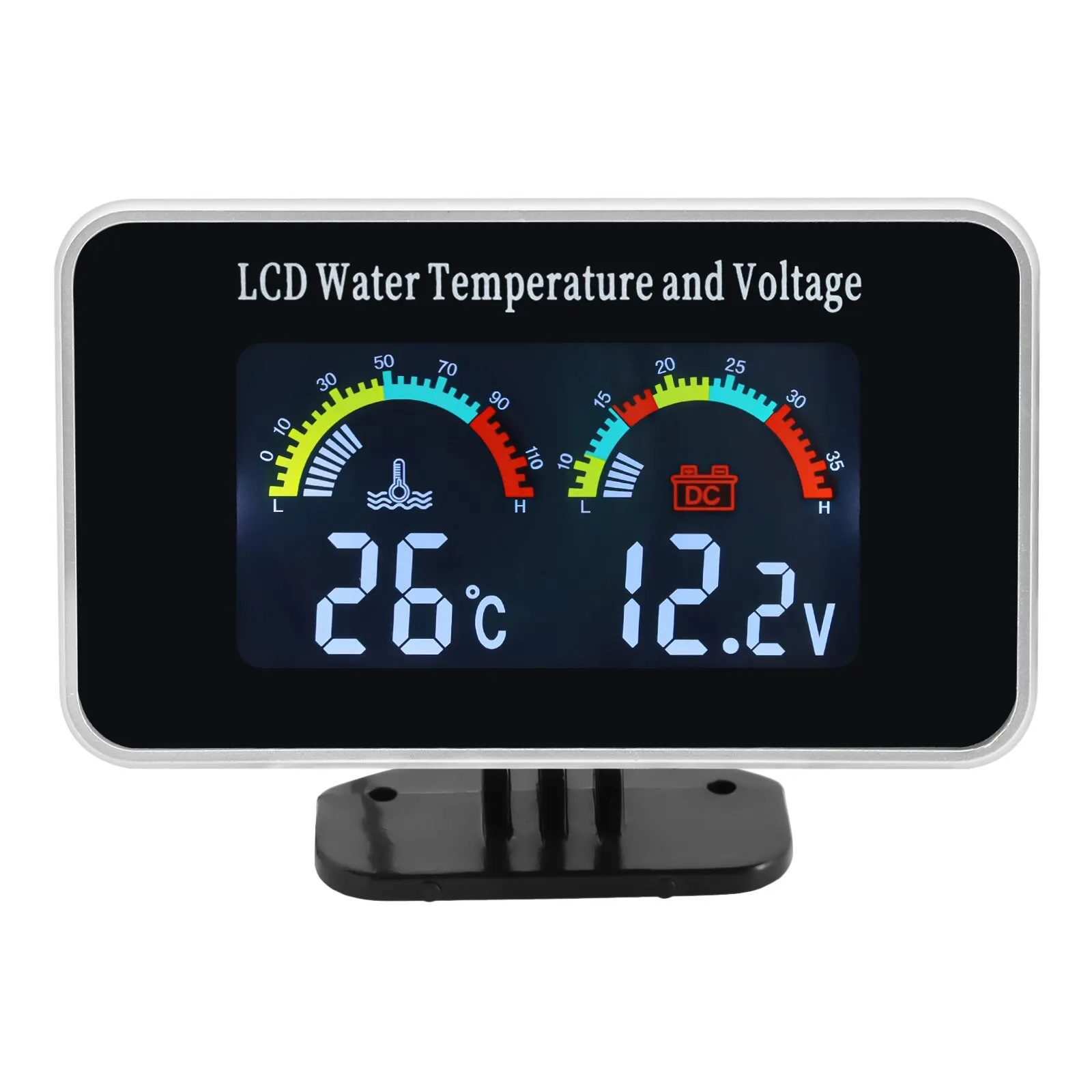 Waterproof LCD Digital Car Truck Voltmeter Water Temp Gauge Temperature