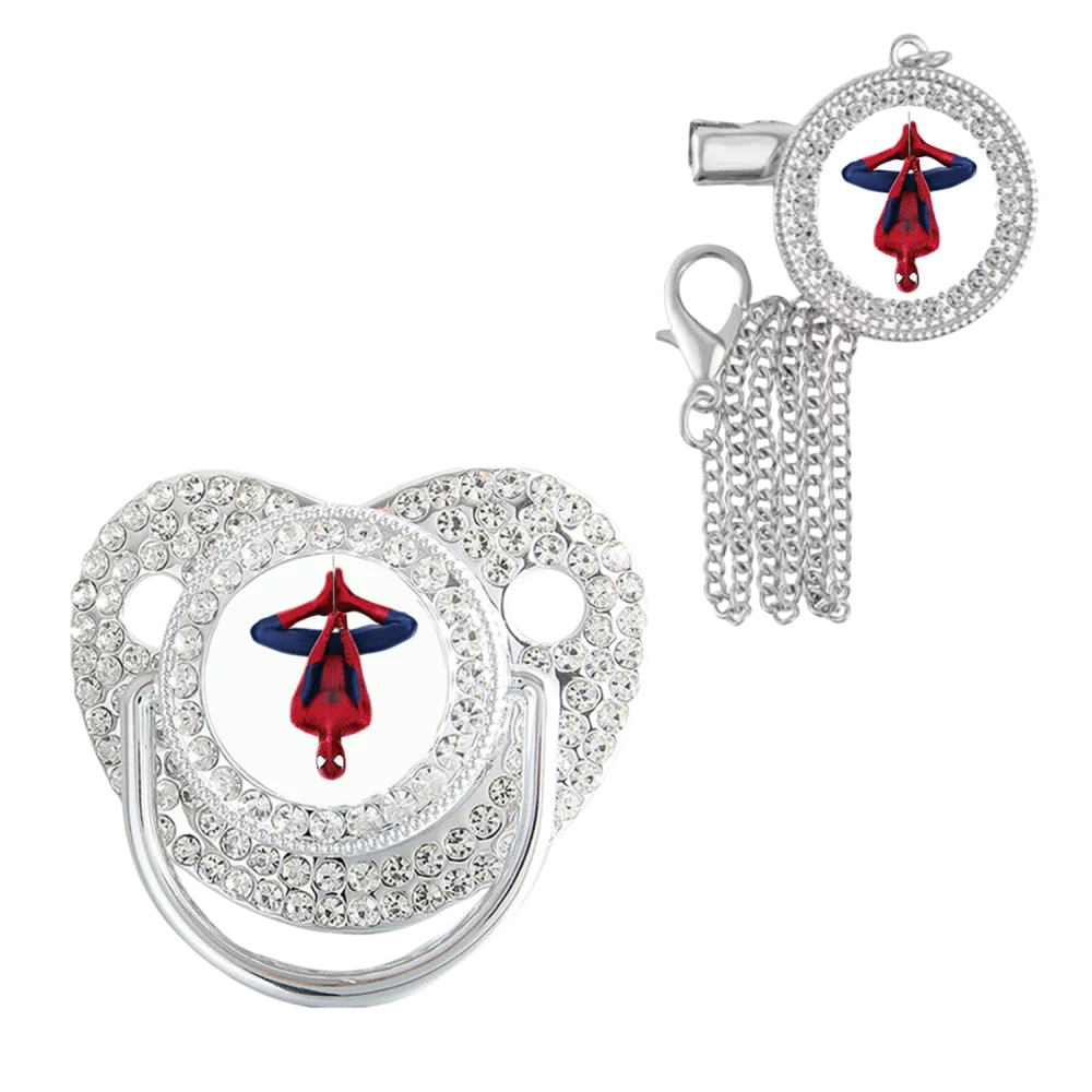 Cartoon Bling Bling pacifier luxurious weaning pacifier baby nipple and chain clip Newborn Prince baby pacifier 0-12M