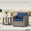 Patio Wicker Chair, 360° Swivel Outdoor Rattan Chair with Thickened Cushions for Backyard, Poolside, Garden or Porch, Blue 6