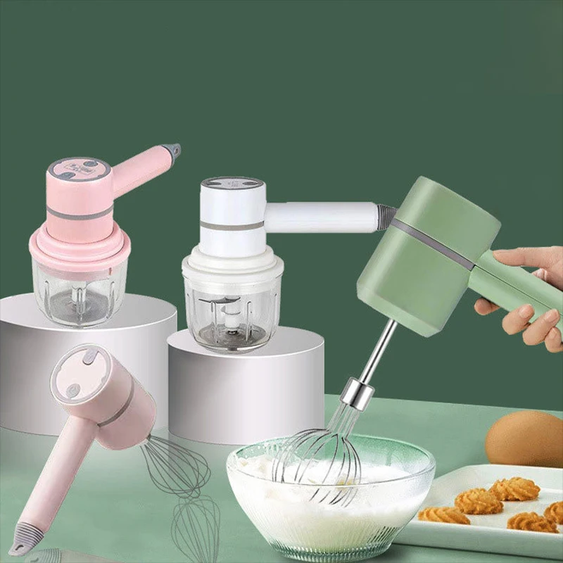 2 In 1 Electric Whisk Garlic Wireless USB Chopper Masher Food Processors Blender Food Crusher Egg Beater Foy Home Kitchen food mixer,handheld blender