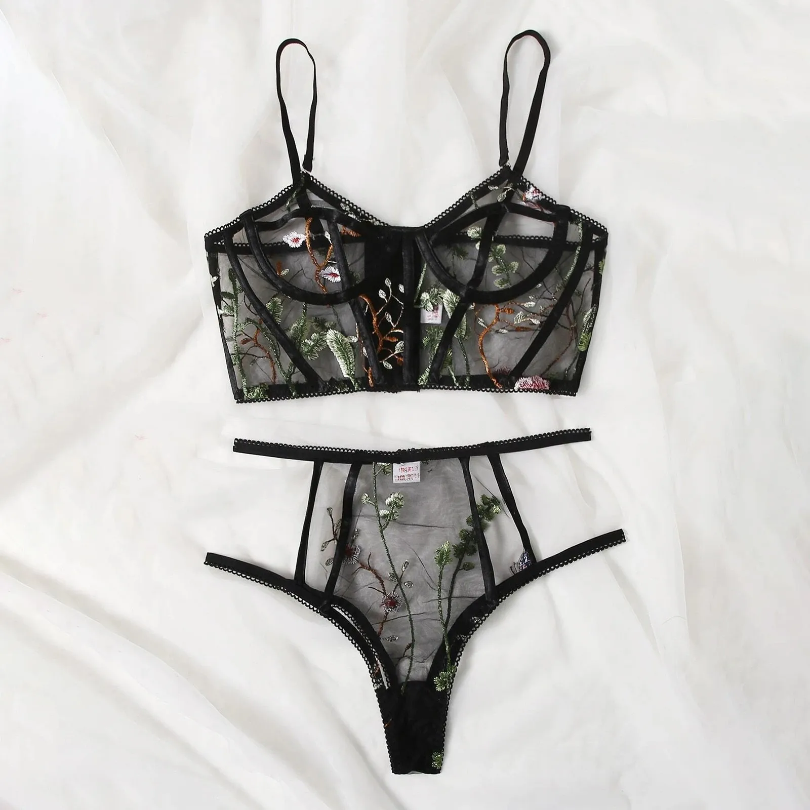 Sexy Dessous Blumenstickerei Dessous für Frauen Sexy Frech Plus Size G-String Tanga Unterwäsche Nachtwäsche lenceria_voghion.com