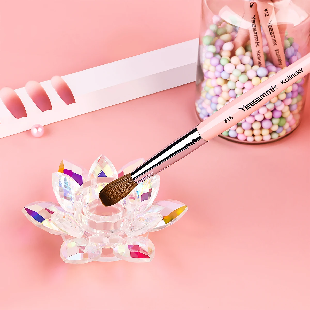 Kolinsky Acrylic Nail Brush for Acrylic Application, Nail Brush Acrylic Round Oval Shaped Wood Handle Acrylic Powder 6