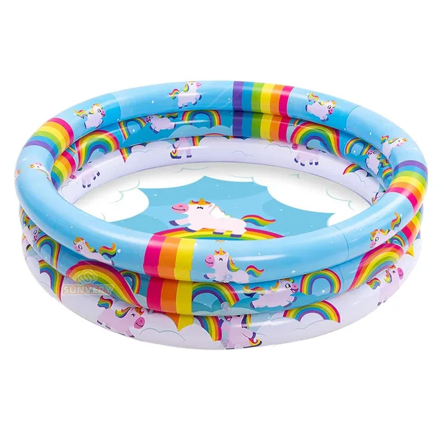 Rainbow Unicorn Baby Removable Swimming Pool Inflatable Pool forChildren Ring Swim Pool Game Water Pool for Summer Fun Ages 3+ 1