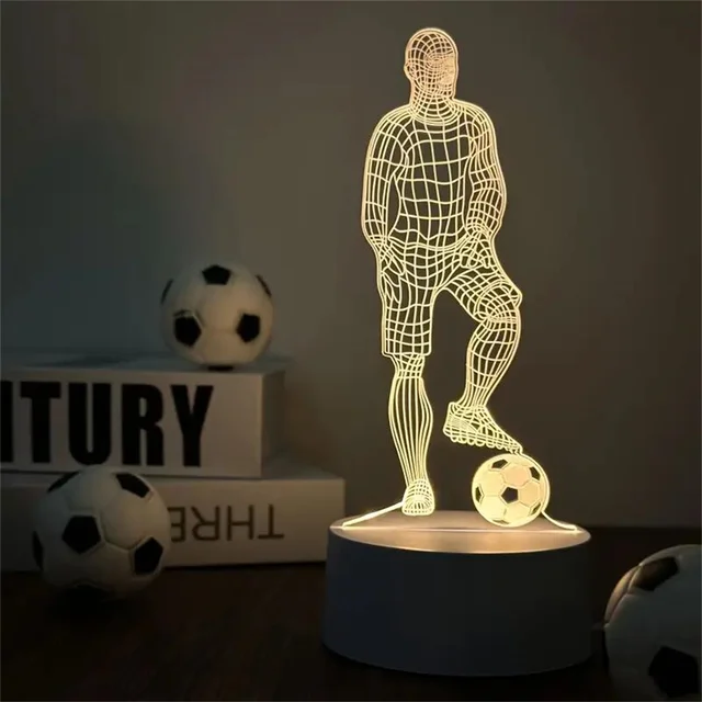 Lampada Notturna Calcio 3D Per Bambini - 16 Colori Con Telecomando E Alimentazione USB - Idea Regalo Per Piccoli Tifosi