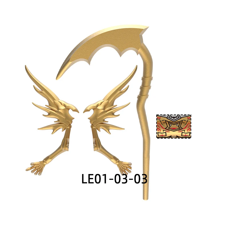 LE01-LE03 무기 바지 헤어 부품 액션 피규어 날개 낫 모델 블록 MOC 브릭 세트 선물 장난감