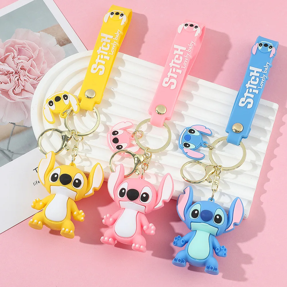 Stitch Keychain Variety of Cartoon Lilo & Stitch Cute Doll Keyring Fashion  Couple Bag Ornament Key Chain Car Pendant Gift