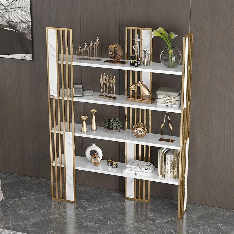 Luxurious simple bookshelf floor bookcase shelf bedroom small display rack modern office storage decoration rack