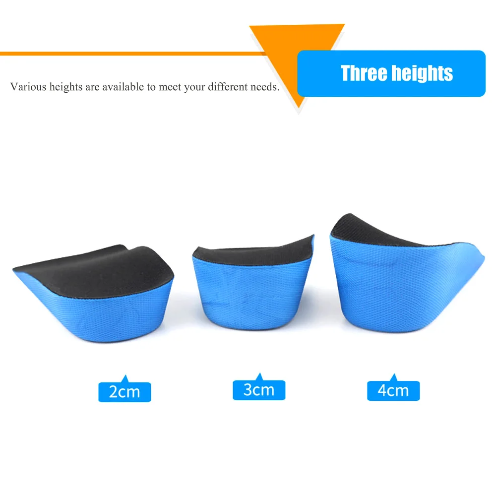 1Pair PU Height Increase Insoles Shock Absorption Heel Cushion Pads Height 2 4cm Anti slip Lift Shoes Inserts For Men & Women
