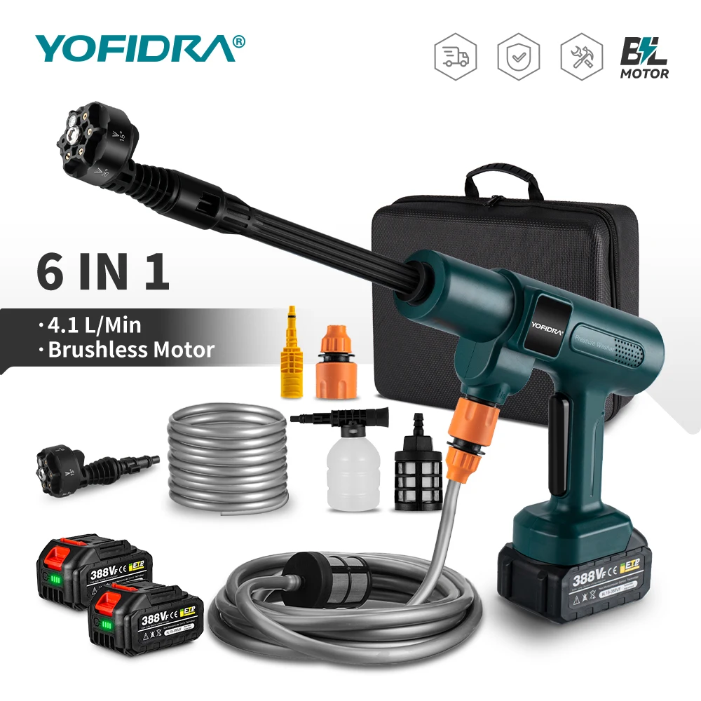 200Bar 3500W Brushless Car Water Gun 6 IN 1 High Pressure Electric Washing Cleaning Spray Gun Makita 18V Battery High Pressure Washer Gun Electric Water Spray Gun High Pressure Sprayer