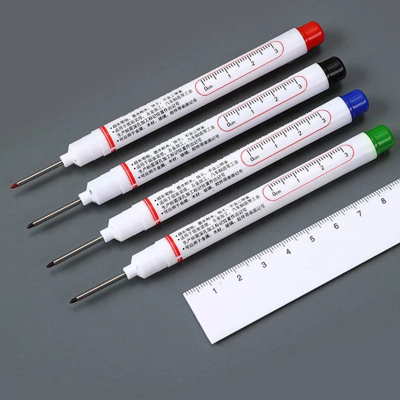Markers Pen Multi-Purpose 20mm Long Nib Head Pen For Metal Wood Perforating Pen Deep Hole Waterproof Bathroom Woodworking Decoration