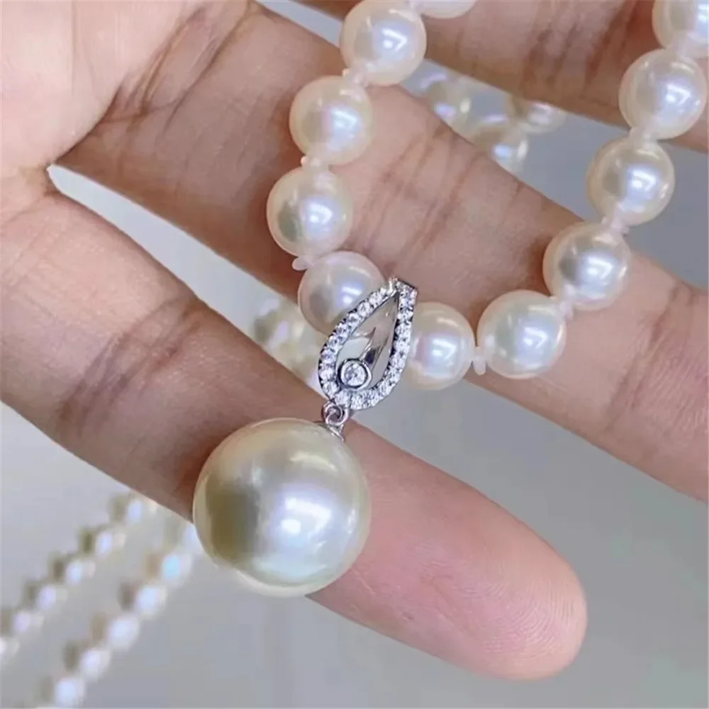 

DIY Pearl Accessories S925 Sterling Silver Pendant with Empty Bracelet Button Gold Silver Necklace Pendant Fit 9-15mm Circle