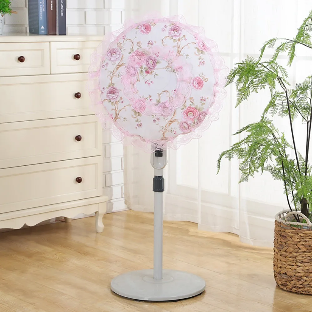 Pastoral Style Lace Electric Fan Cover Round All-inclusive Fan Dust Cover Safety Protection Dust Prevention