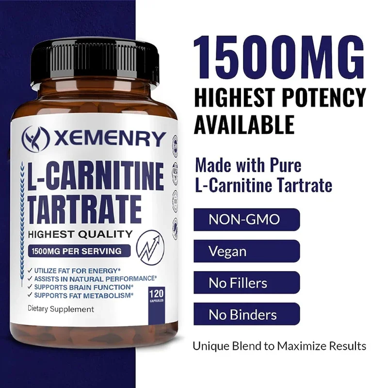 

L-Carnitine Tartrate Capsules 1500 Mg - Increase Lean Muscle and Relieve Fatigue