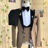 2024 Gorgeous Solid Men Suits 3 Piece Set Elegant Groom Wedding Tuxedo Formal Prom Party Male Suit Slim (Blazer+Vest+Pants) 1