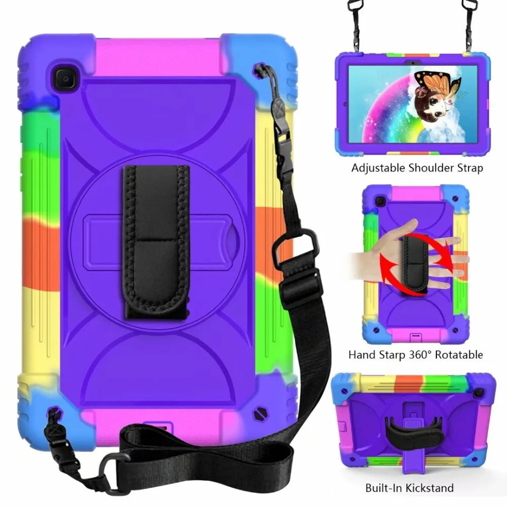 

Case for Lenovo Tab M10 Plus FHD X606F X606M X606 Shoulder Strap Rotation Stand Shockproof Cover Silicone Shell Tablet +pen