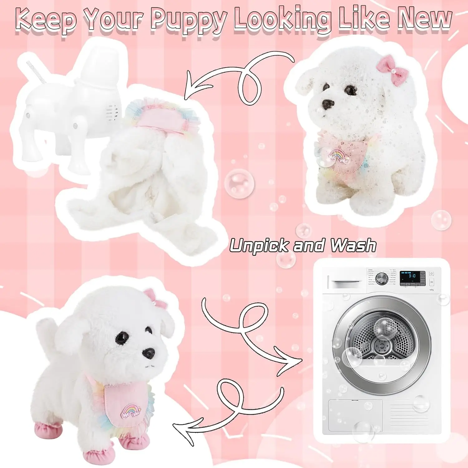 Interactive Stuffed Puppy Toys That Walk&Bark, Walking Dog Toy for Kids with Leash, Remote Control, Girls&Boys Aged 3+ GIFT 5