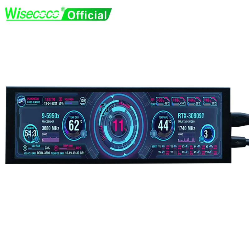 Wisecoco-Mini Monitor Secundário Portátil, Auxiliar Aida64, Sub