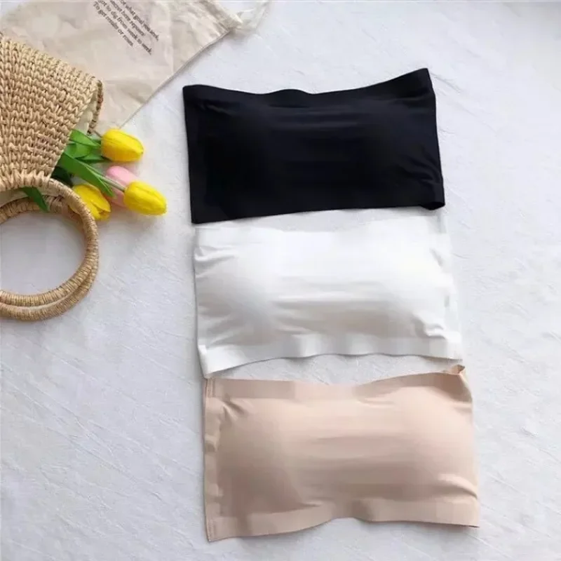 Ropa interior Invisible sin tirantes para mujer, parte superior inferior de seda de hielo con botonadura en la espalda, nueva línea