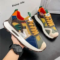 Mens Fashion Multicolor Lace-Up Platform Sneakers Low-Top Non Slip Round Toe Casual Chunky Sports Shoes Man Tennis Wedge Trainer 1