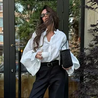 Mode chemises blanches femmes à manches longues surdimensionné Blouse 2025 nouveau printemps été Tops basiques coton Chic chemise pour les femmes 4