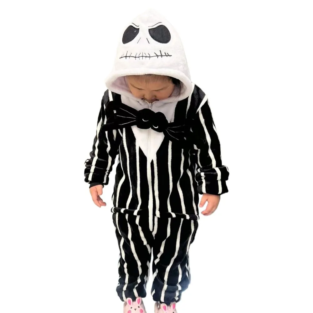 Children Zipper Kigurumi Onesies Pajama Boy Girl Sleepwear Halloween Jumpsuit Animal Skeleton Cosplay Onesies Pajamas