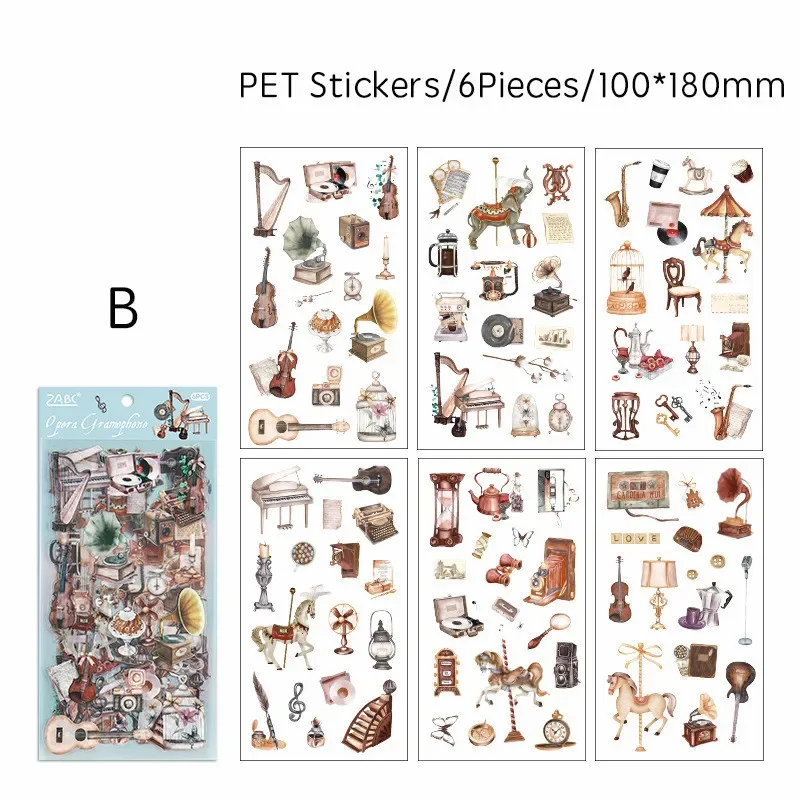 50pcs Cartoon Vintage oggetto decorativo adesivi in PVC adesivo materiale retrò Scrapbooking etichetta diario Craft Journal Planner  21