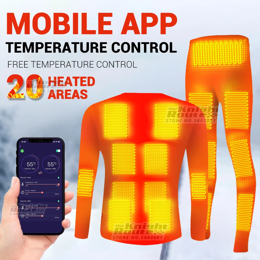 Ropa interior calentada por USB para hombre, chaqueta con calefacción, Control de aplicaciones de inteligentes de temperatura, chaqueta de motocicleta para 20 áreas| | - AliExpress