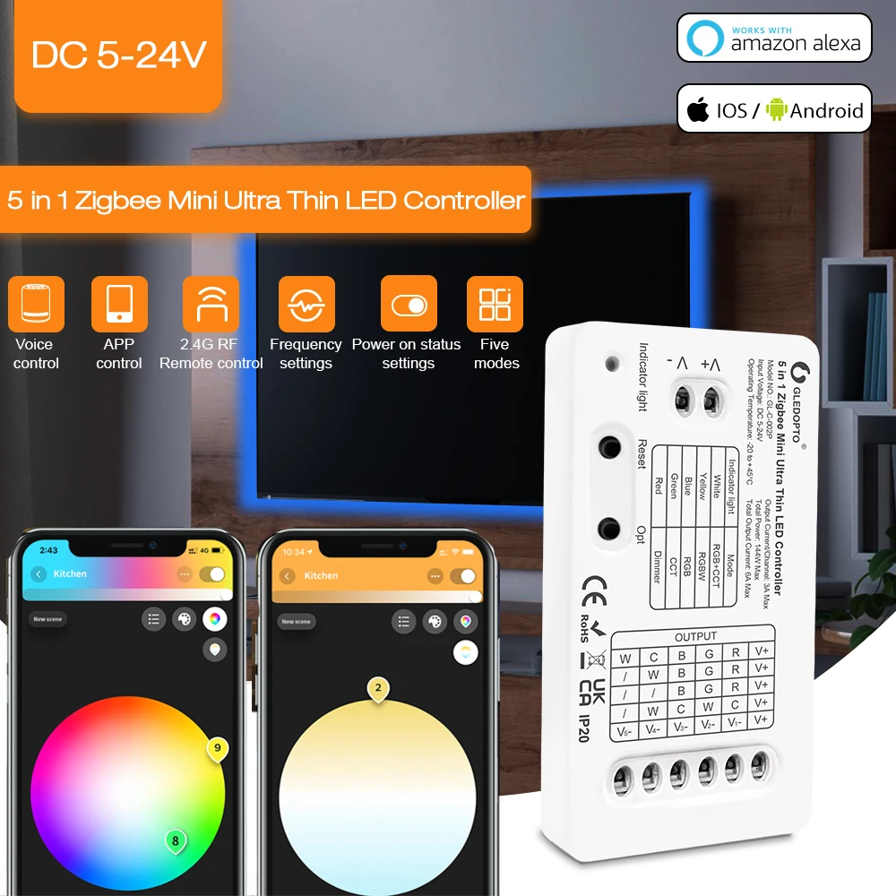 Universal Zigbee 5in1 Led Controller Dimmer Cct Rgb Rgbw Rgbcct Led