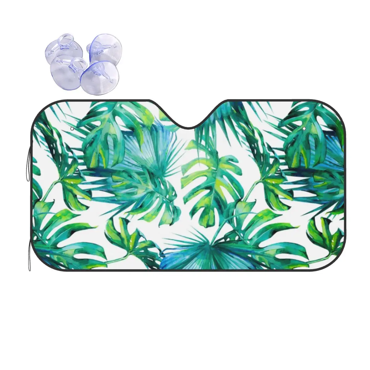 

Leaves Monstera Palms Novelty Sunshade Windscreen 70x130cm Jungle Tropical Green Plant Foils Car Sunshade Front Window Cover