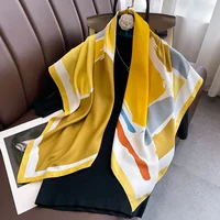 90*90cm Luxury Brand Silk Square Scarf Hijab Women Bandana Soft Scarves Neckerchief Ladies Hair Shawl Wrap Headband 4