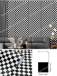 Elegant Black Wood Peel and Stick Decorative Vinyl Wallpaper - 1mx40cm Small size (Black white mosaic)
