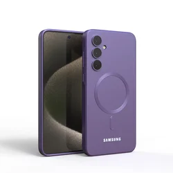 Luxury Soft Silicone MagSafe - Compatible Case with Camera Lens Protection for A36 (Purple)