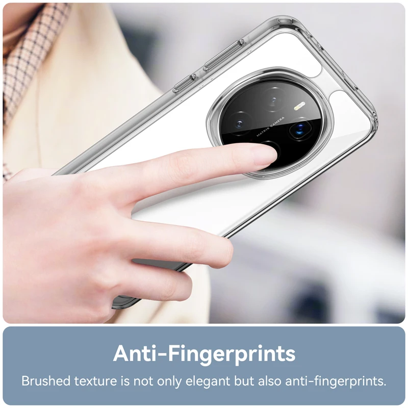 Clear Hard Back + Soft TPU Bumper Case with Camera Lens Protection - Transparent Cover