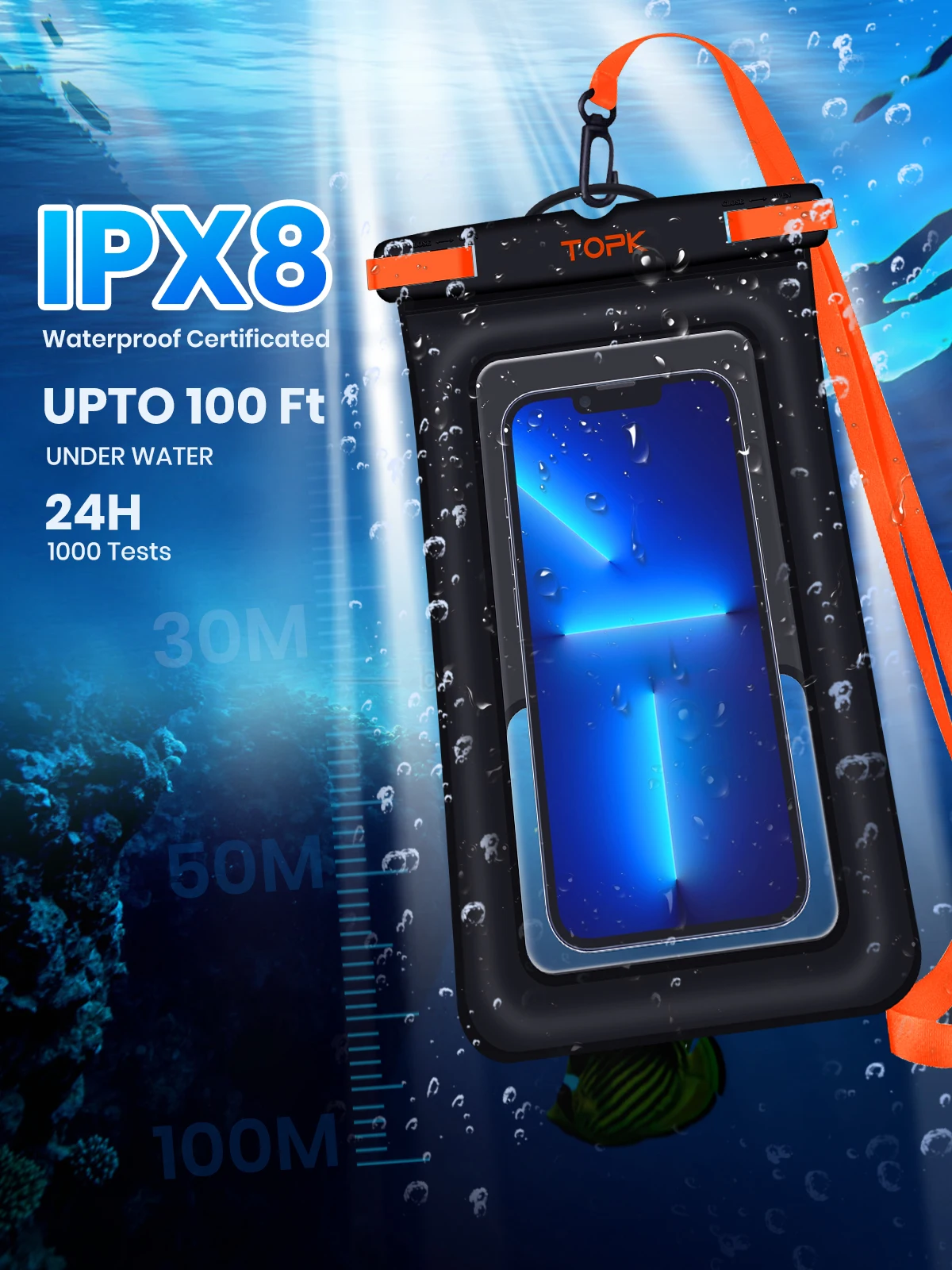 Waterproof Phone Pouch Case iPX8 Waterproof Phone Case For Swimming Universal Dry Bag Underwater For iPhone Samsung Up to 7"